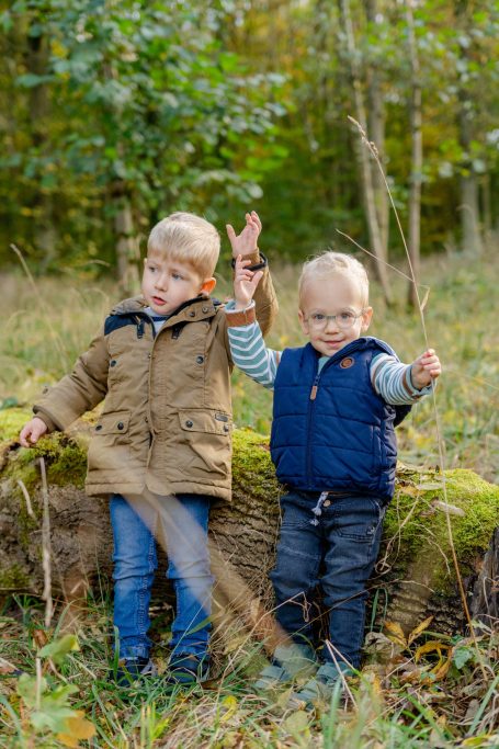 zwei kleine Jungs im Wald